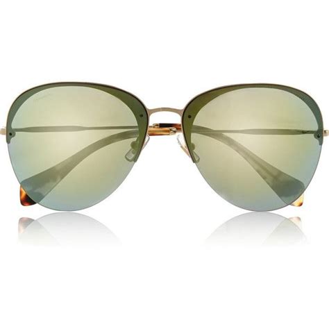 miu miu aviator-style gold-tone mirrored sunglasses|Miu Miu Aviator Mirrored Sunglasses .